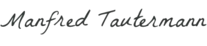 Unterschrift von Manfred Tautermann in kursiver Schrift auf schwarzem Hintergrund